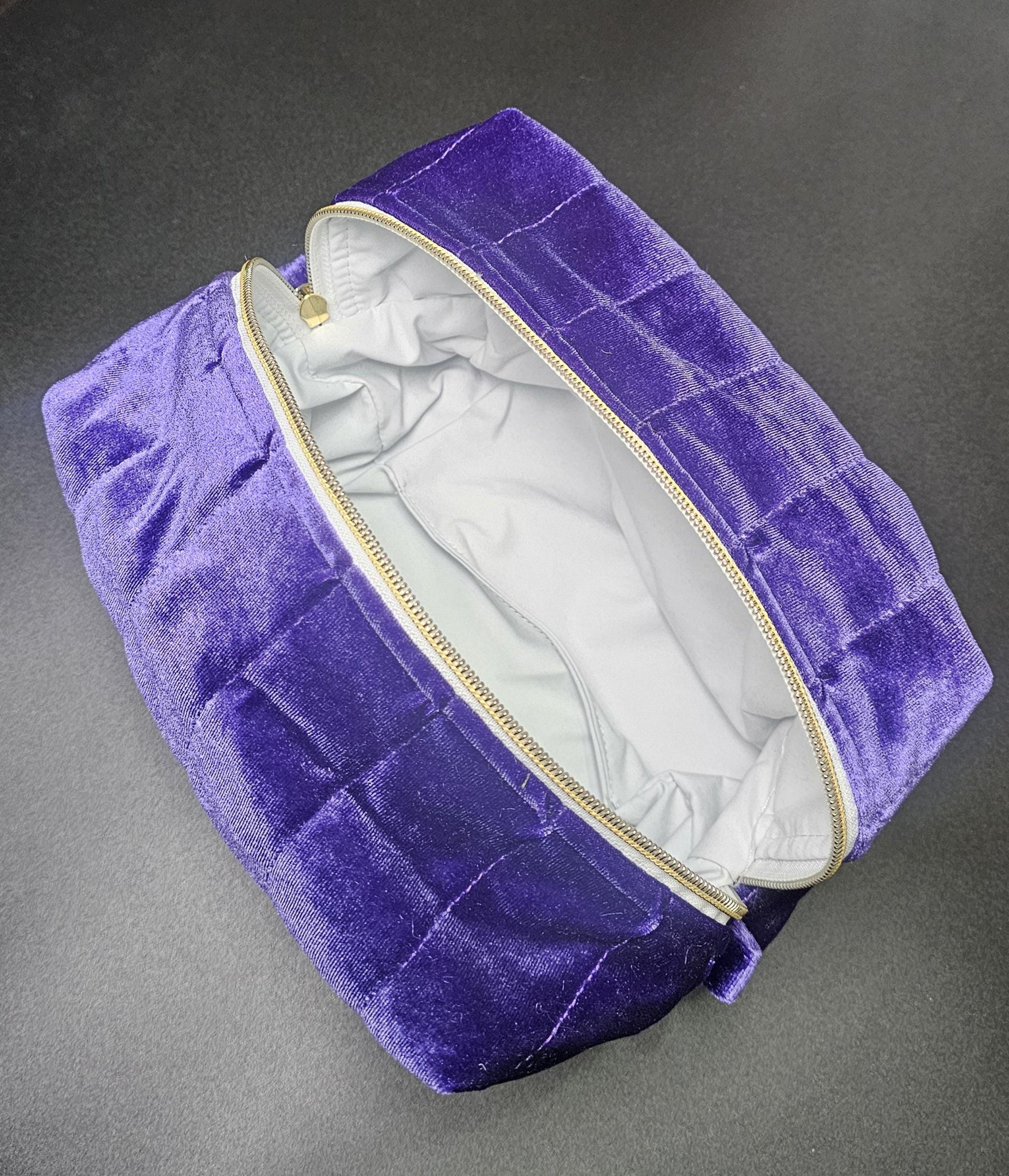 Handmade Velvet Makeup Bag - Large Zipper Pouch