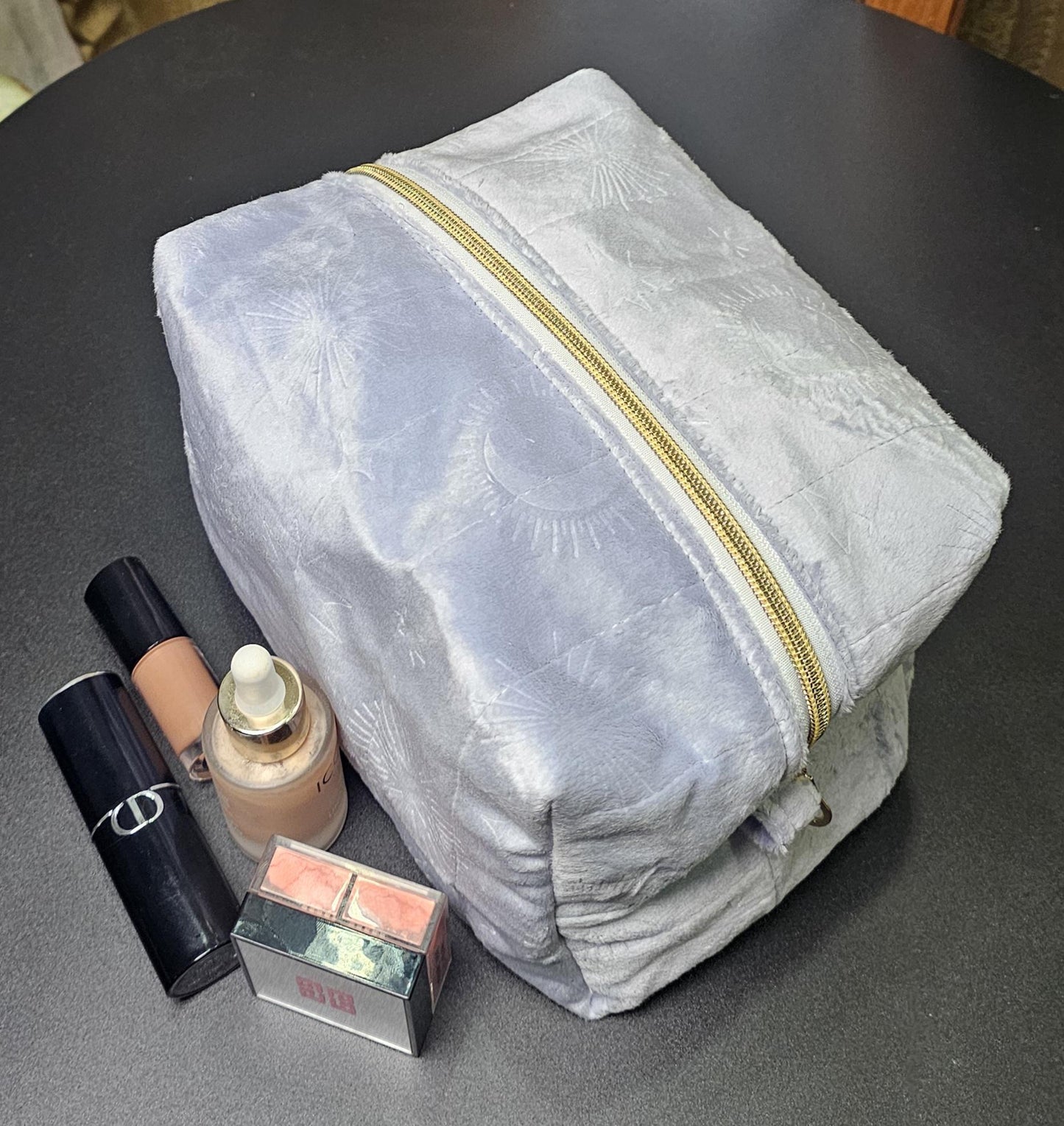 Handmade Velvet Makeup Bag - Large Zipper Pouch