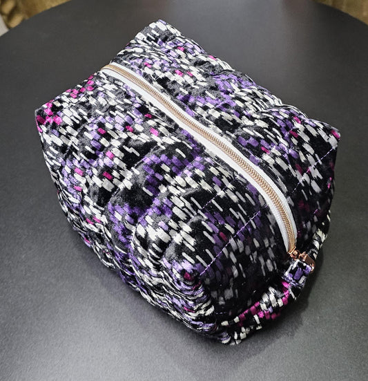 Handmade Velvet Makeup Bag - Large Zipper Pouch