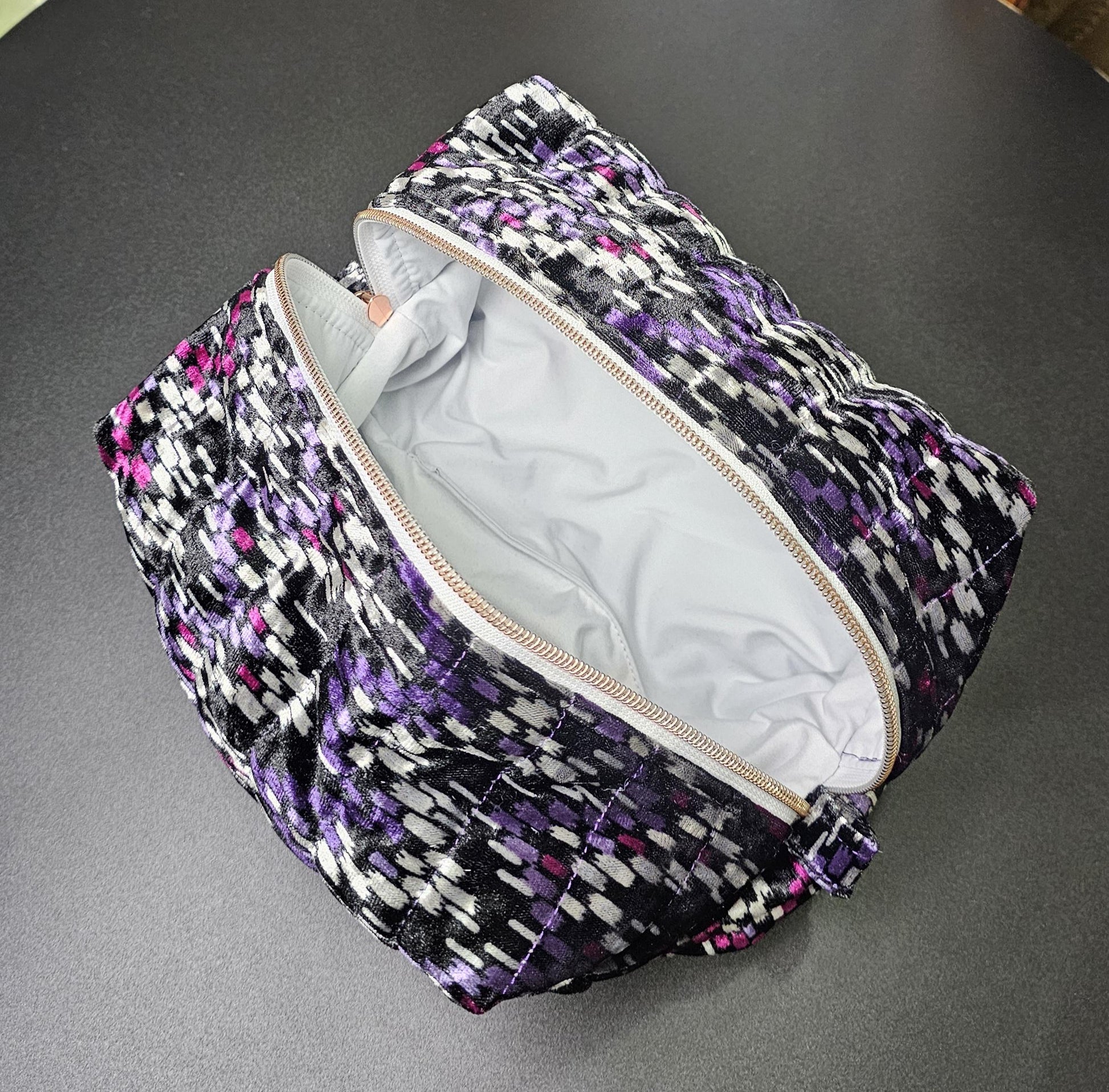 Handmade Velvet Makeup Bag - Large Zipper Pouch