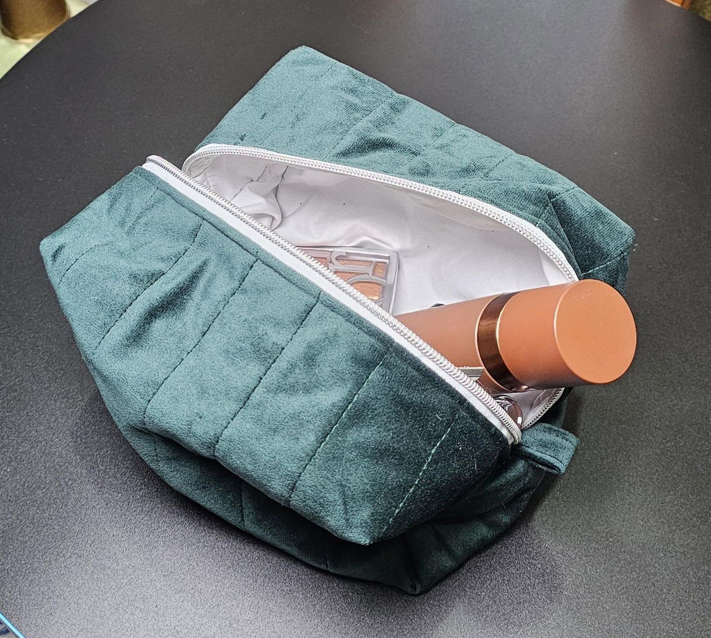 Handmade Velvet Makeup Bag - Large Zipper Pouch