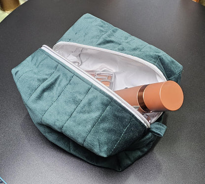 Handmade Velvet Makeup Bag - Large Zipper Pouch