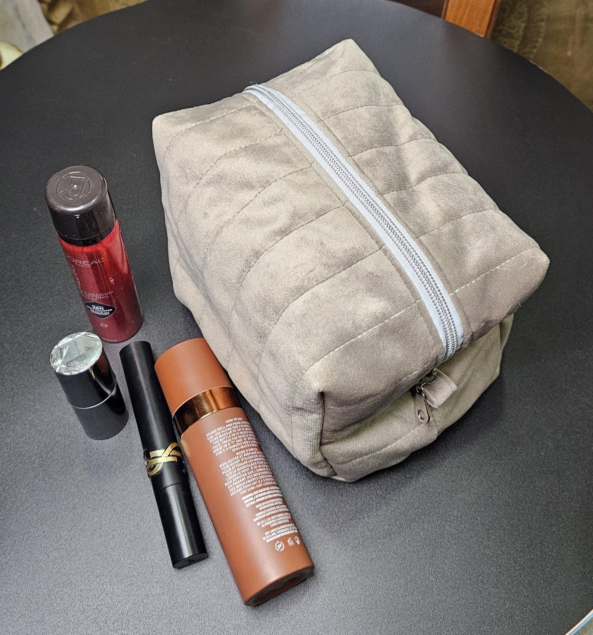 Handmade Velvet Makeup Bag - Large Zipper Pouch