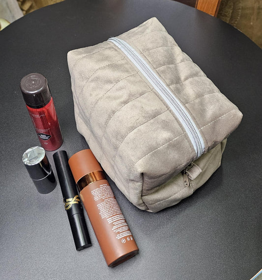 Handmade Velvet Makeup Bag - Large Zipper Pouch