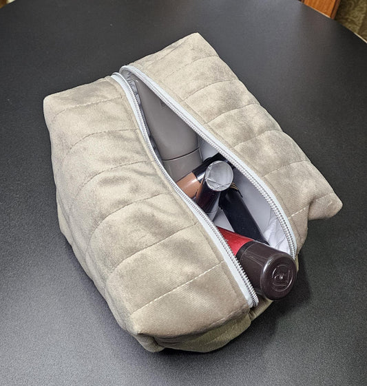 Handmade Velvet Makeup Bag - Large Zipper Pouch