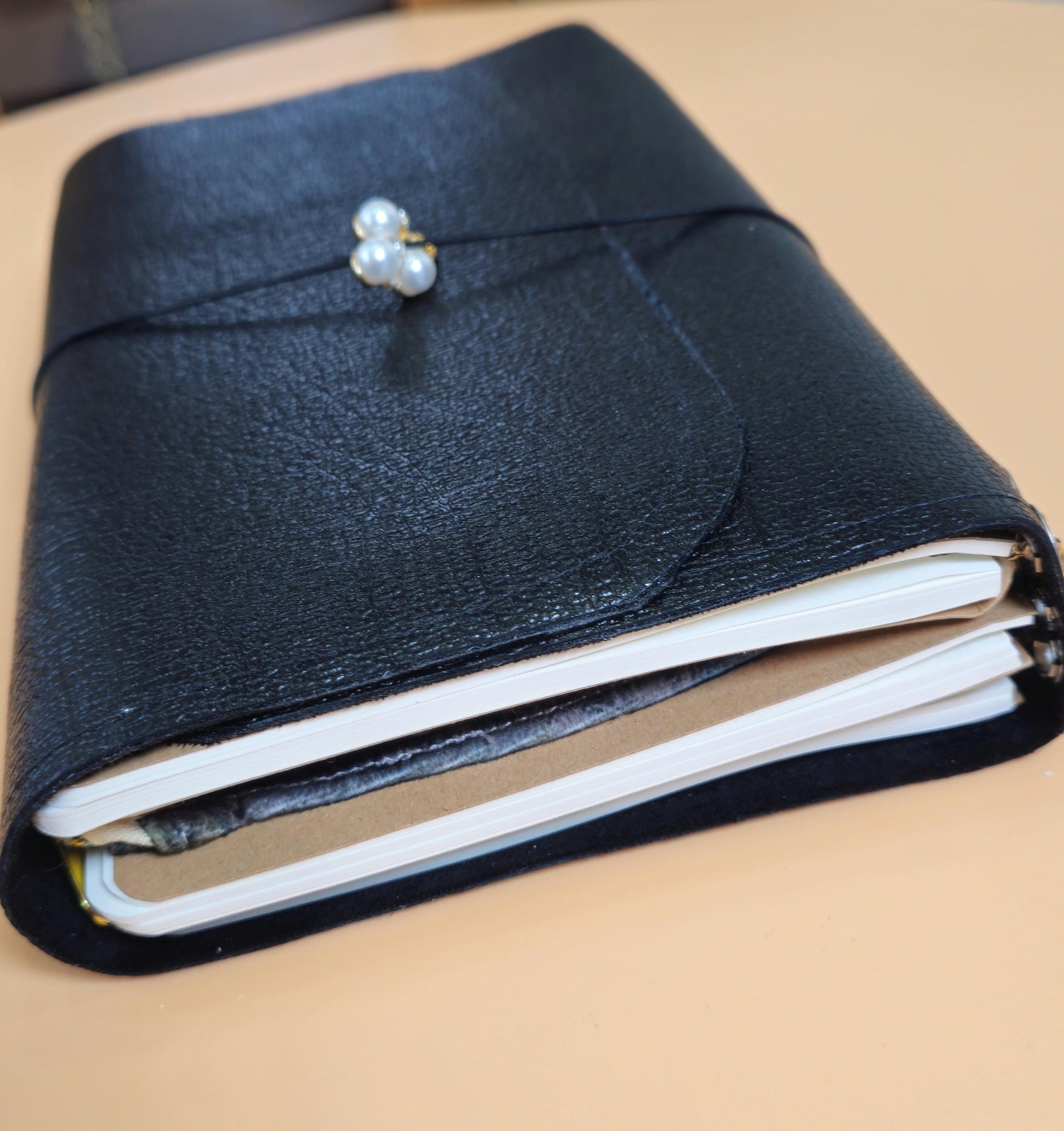 Handmade Leather French Notebook Set with Charms