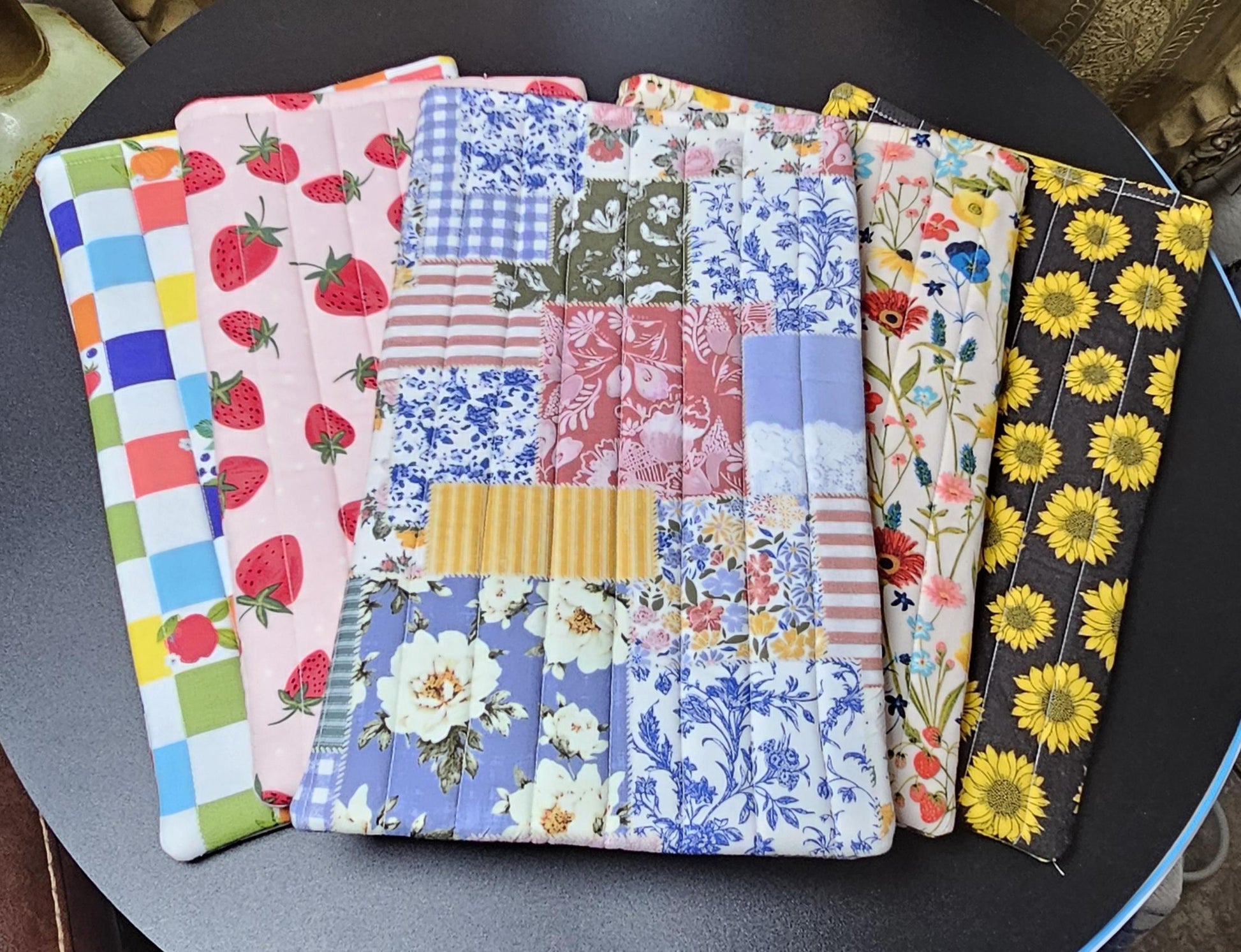 Handmade Cotton Book Sleeve, Floral Padded Book Cover
