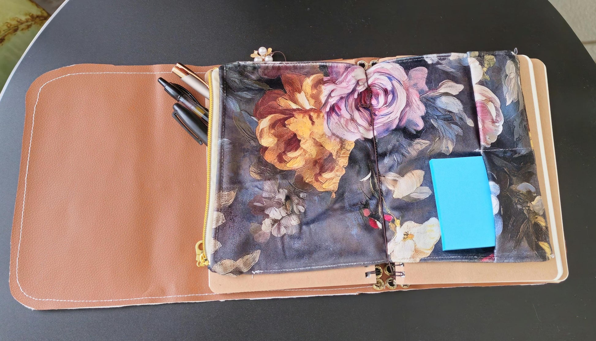 Handmade Cow Print Notebook with Charms, Velvet Packet (8.5" x 6")