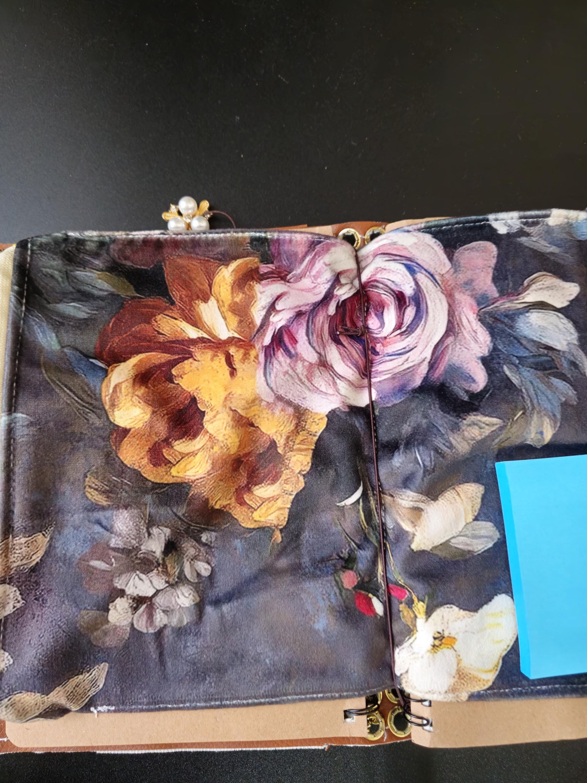 Handmade Cow Print Notebook with Charms, Velvet Packet (8.5" x 6")