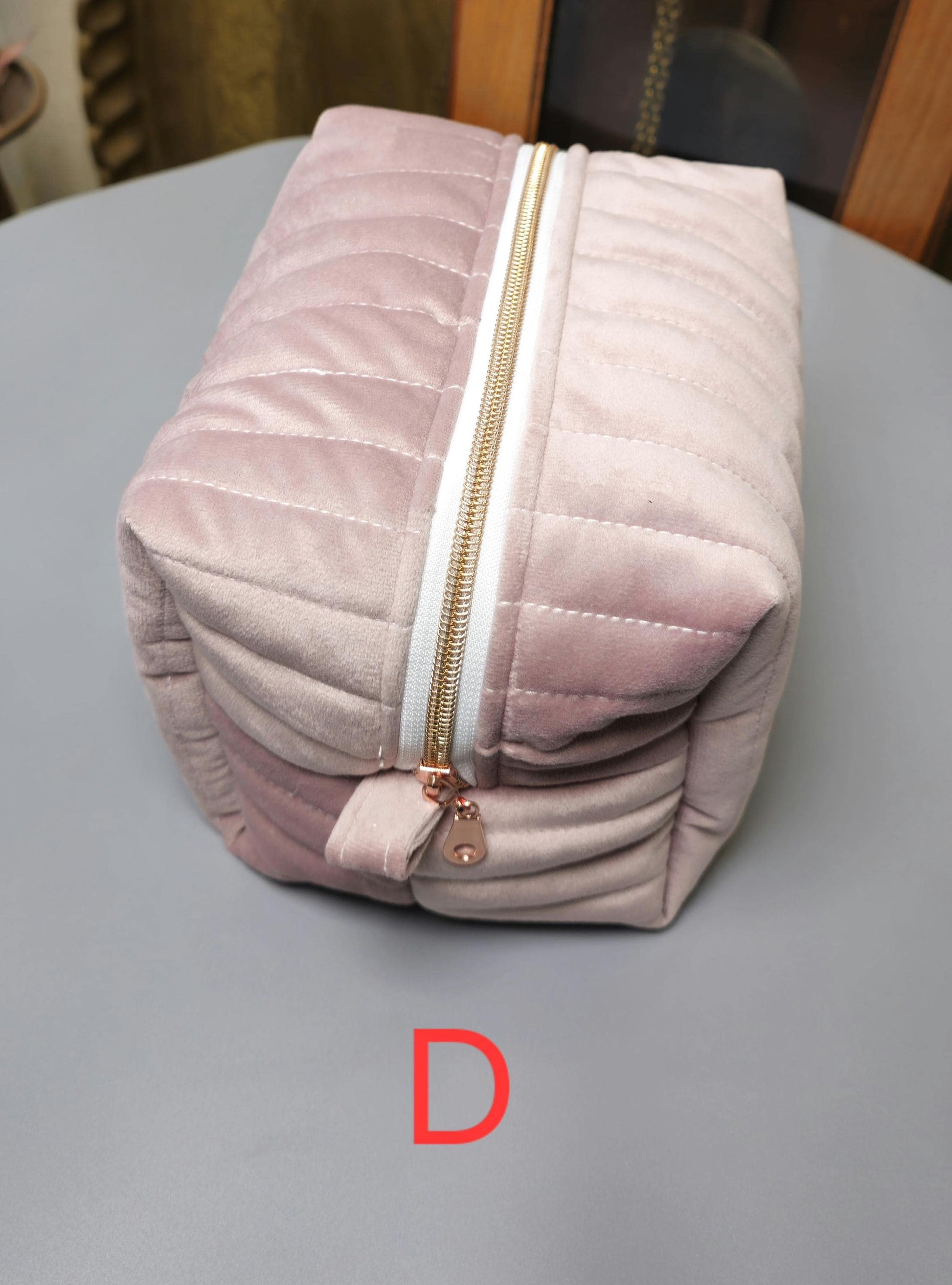 Handmade Velvet Makeup Bag - Large Zipper Pouch