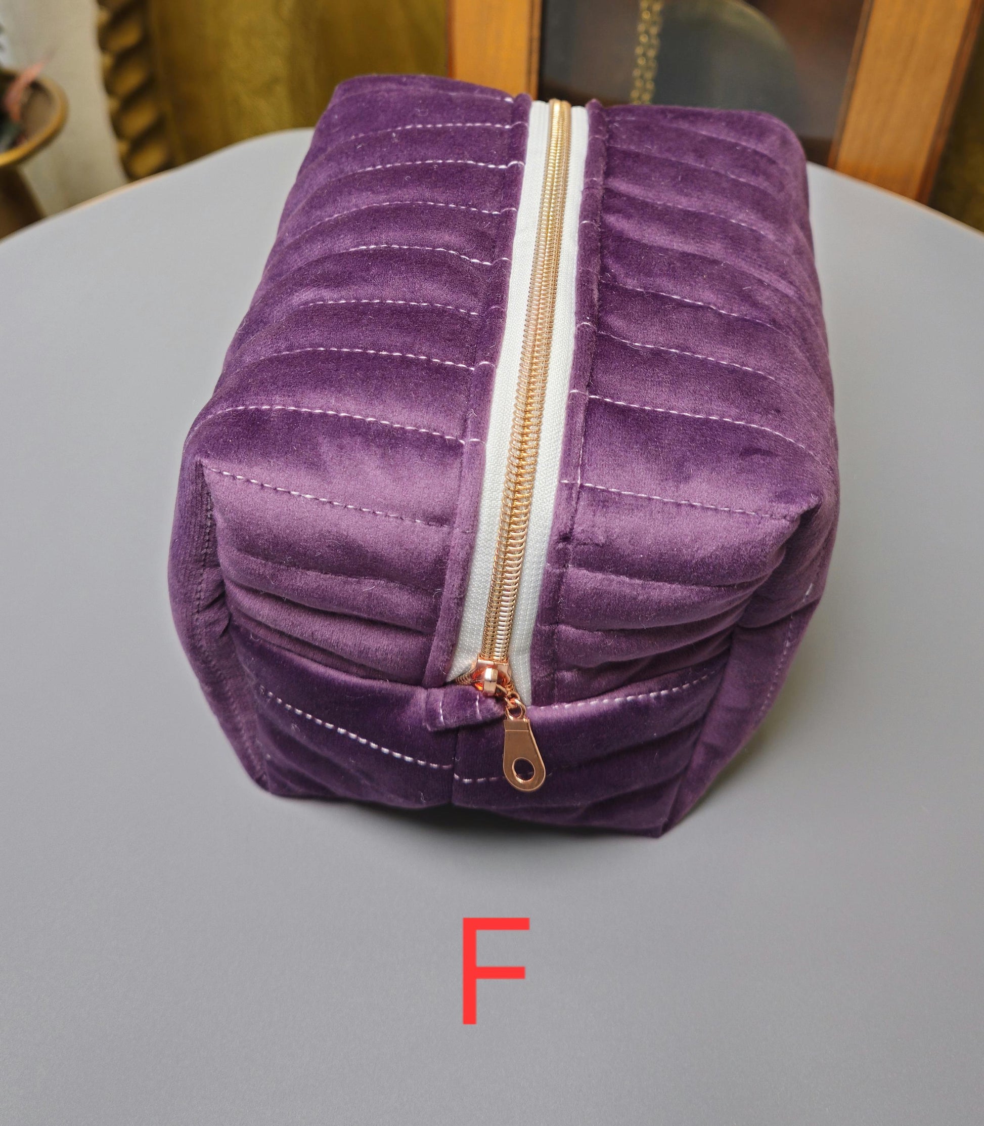 Handmade Velvet Makeup Bag - Large Zipper Pouch