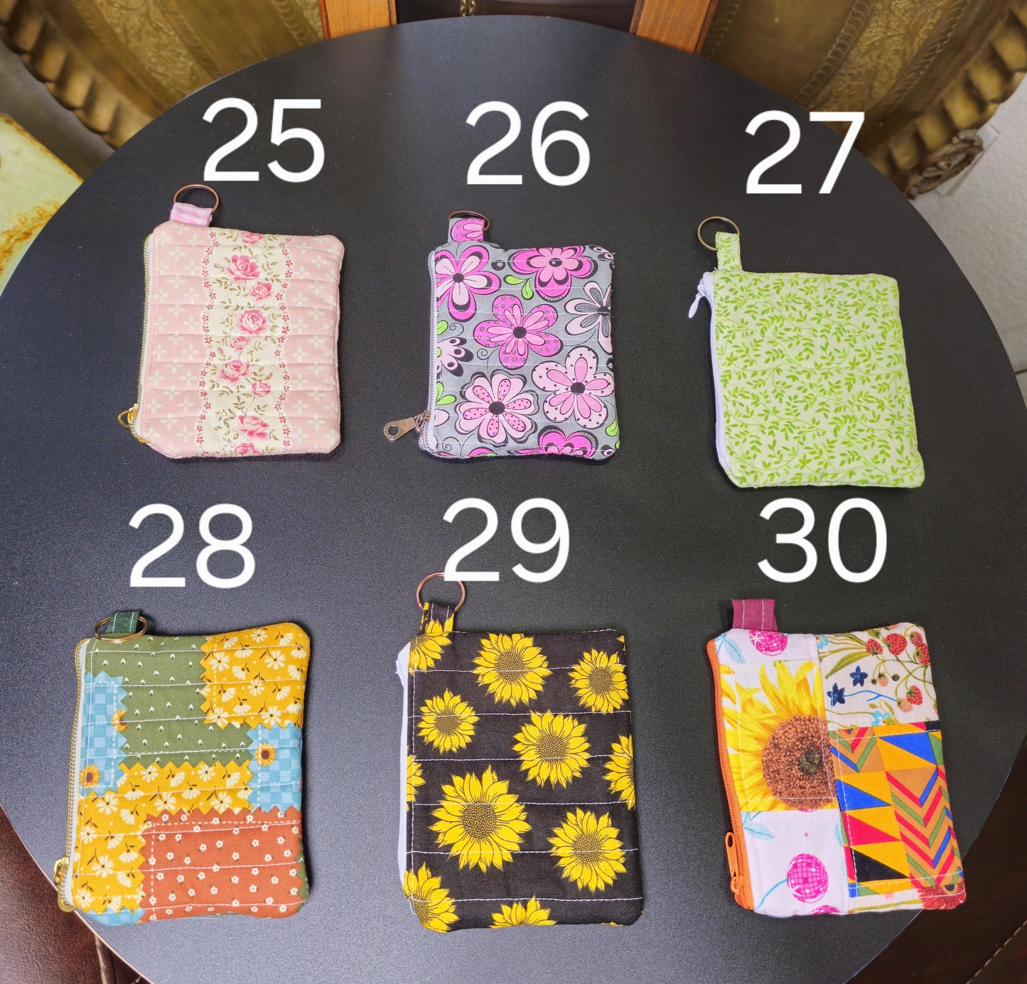 Handmade Quilted Keychain Wallet - Cotton Fabric, Zippered