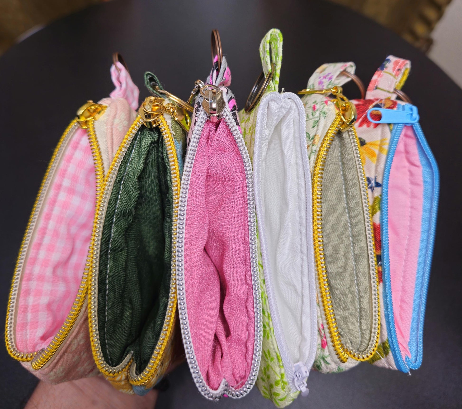 Handmade Quilted Keychain Wallet - Cotton Fabric, Zippered