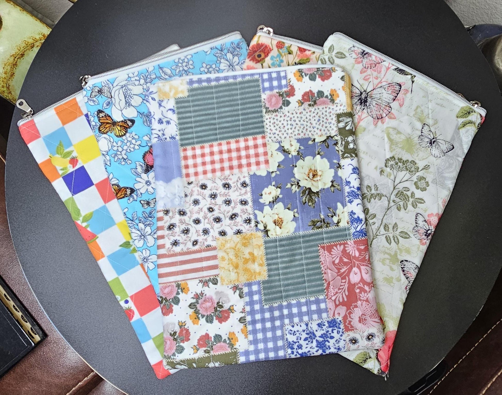 Handmade Cotton Book Sleeve with Zipper (13x8")