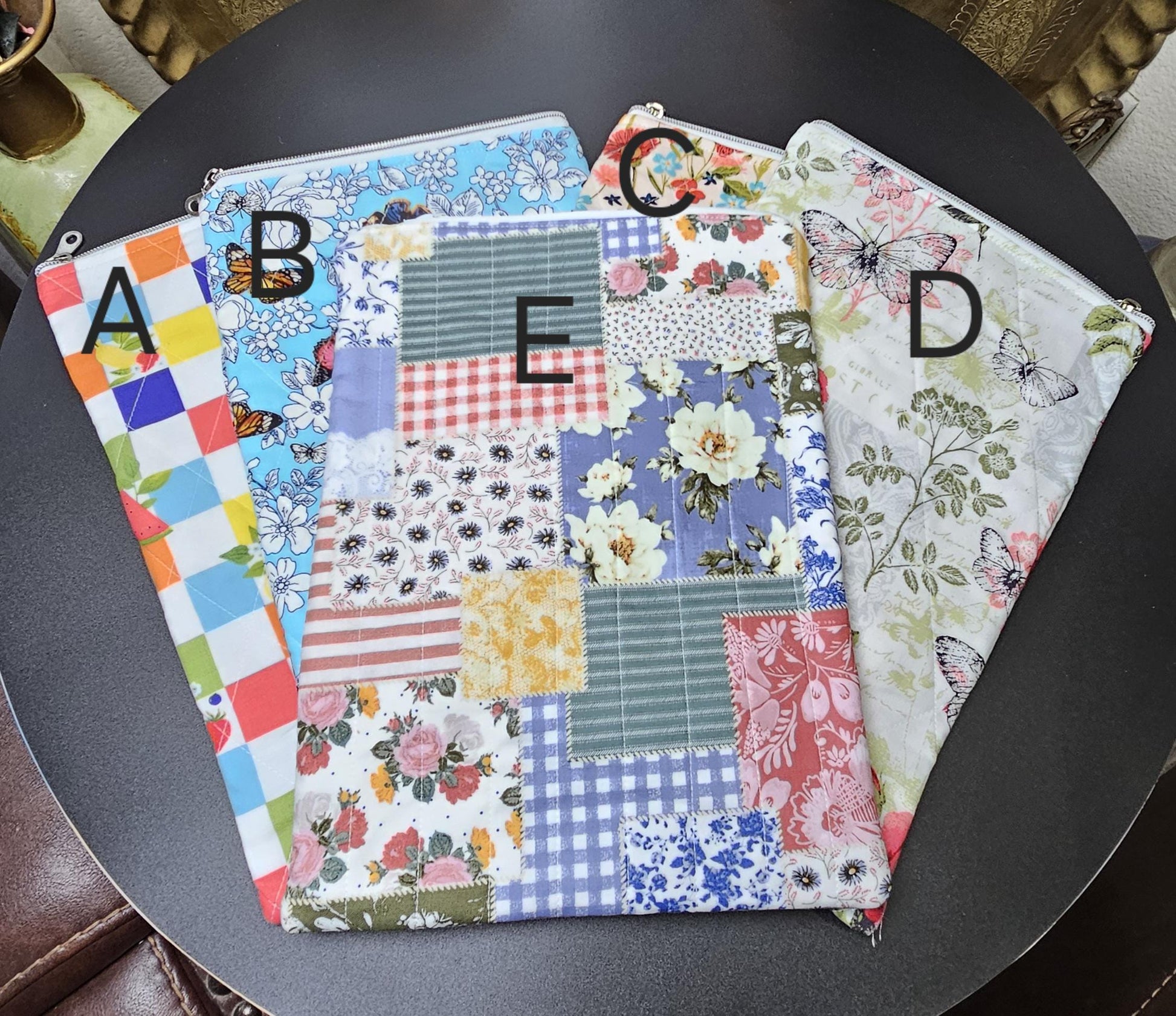 Handmade Cotton Book Sleeve with Zipper (13x8")