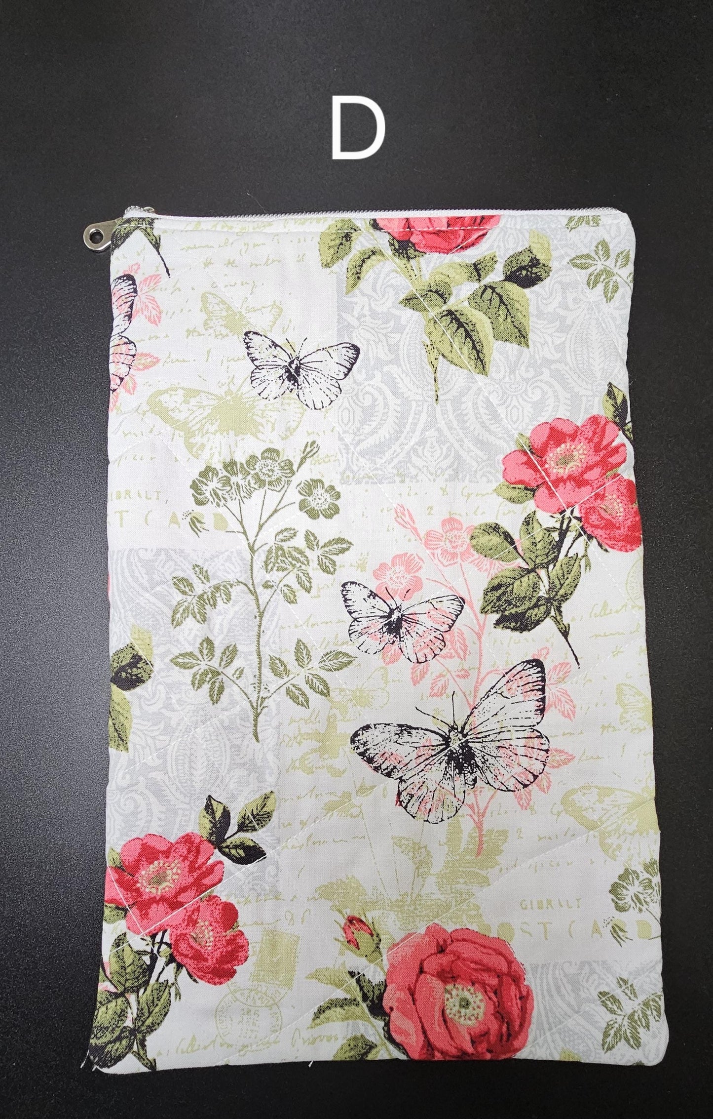 Handmade Cotton Book Sleeve with Zipper (13x8")