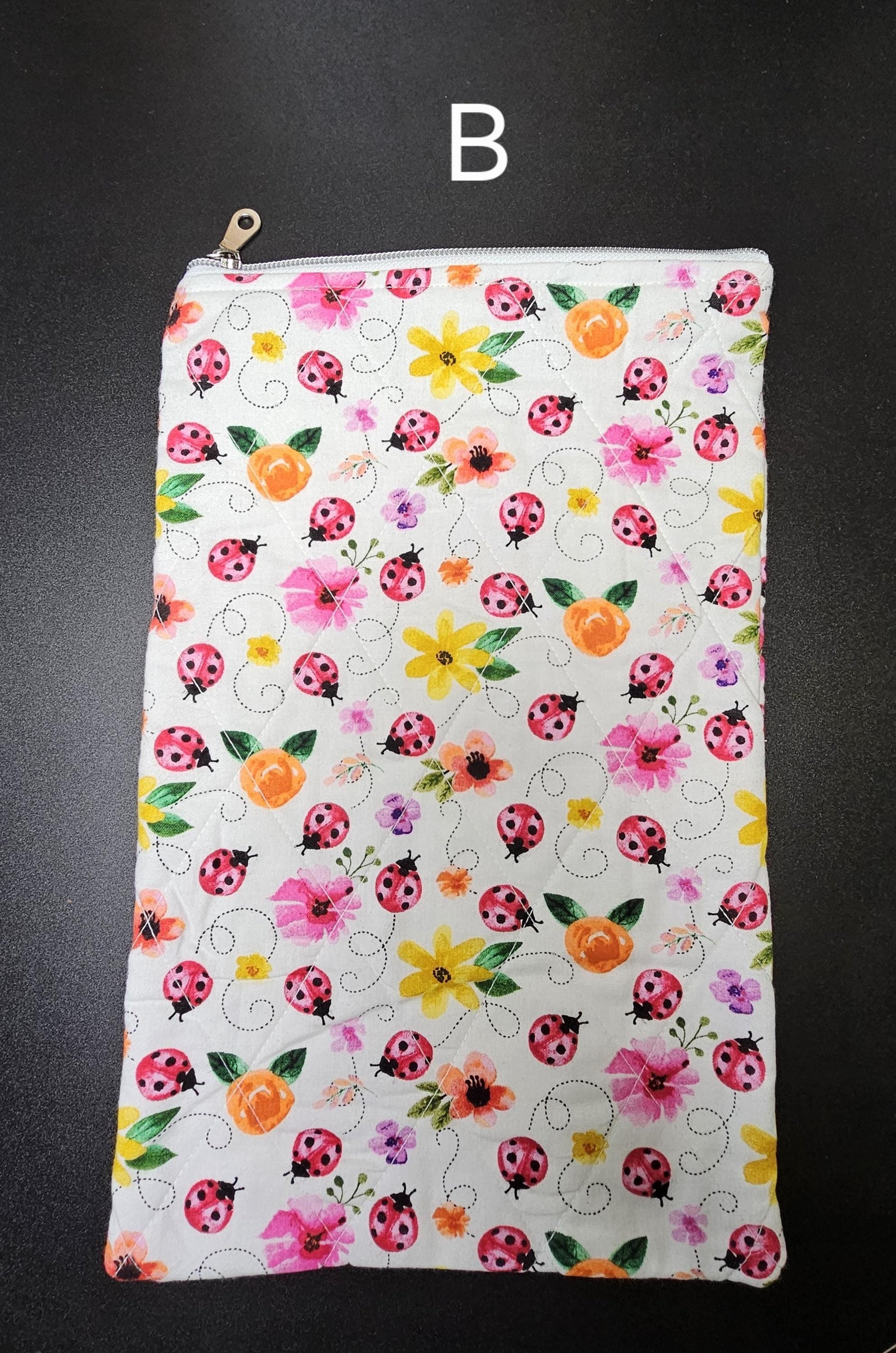 Handmade Cotton Book Sleeve with Zipper (13" x 8")