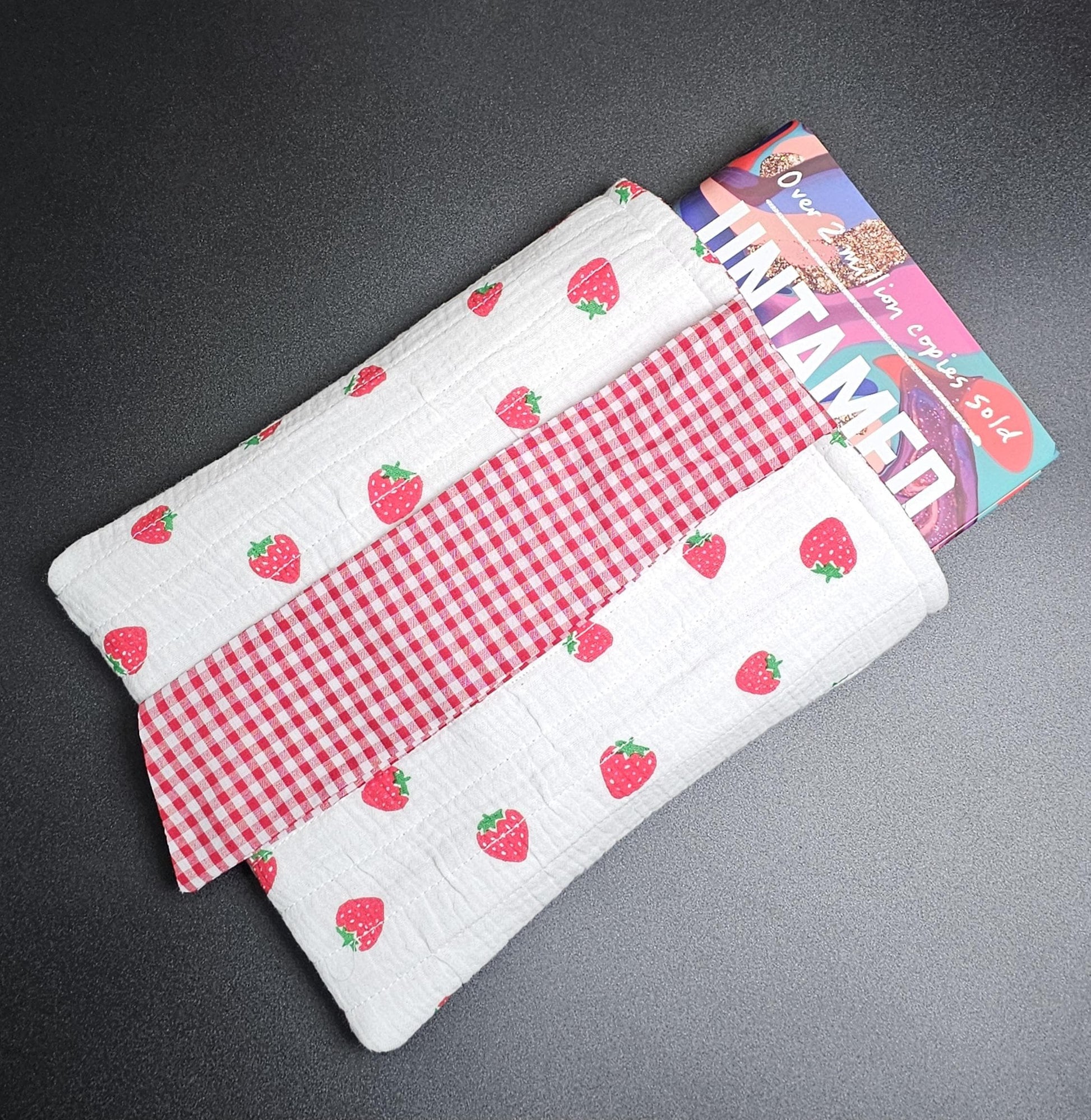 Handmade Cotton Book Sleeve, Floral Padded Book Cover (10" x 7.5")