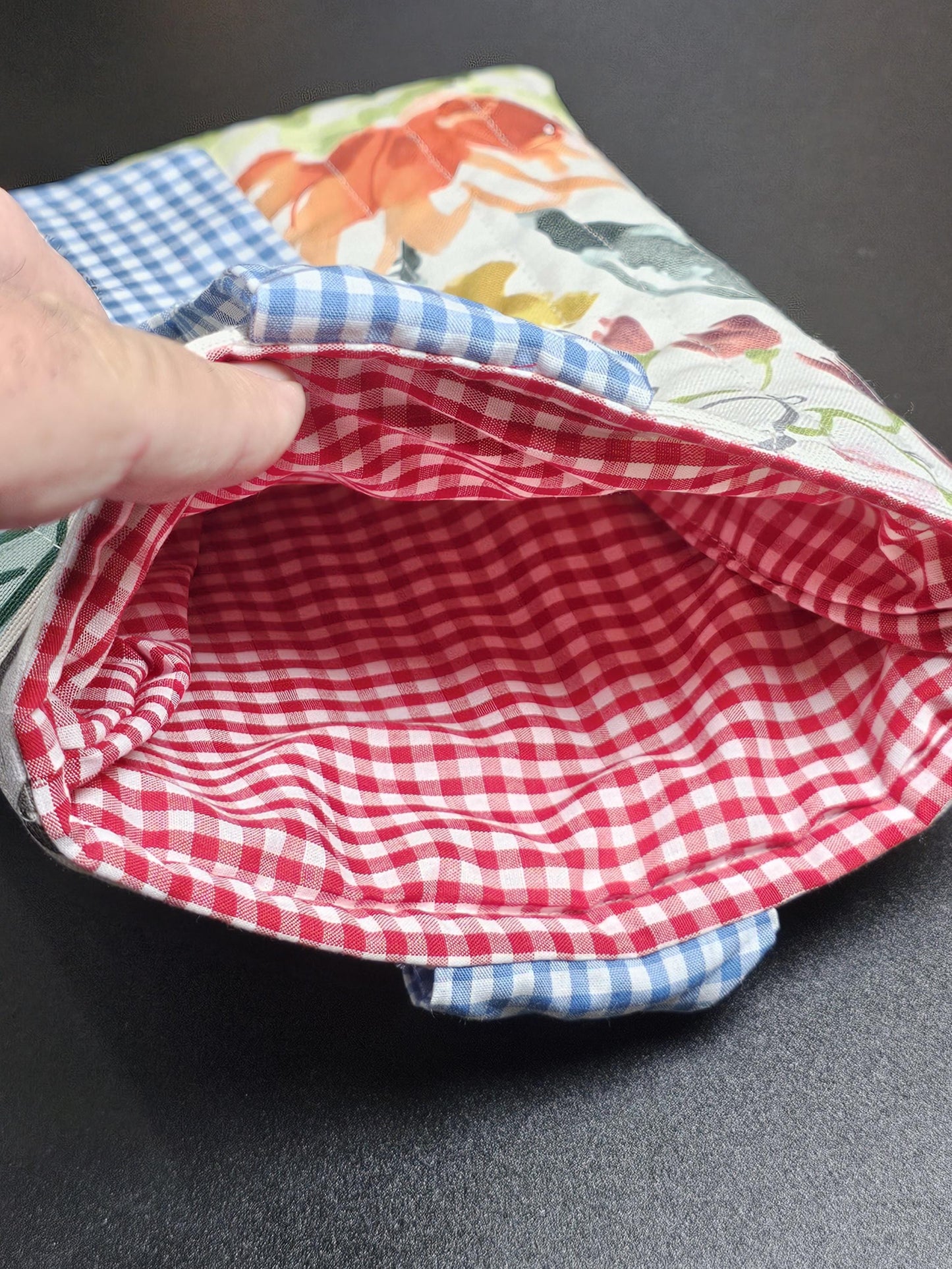 Handmade Cotton Book Sleeve, Floral Padded Book Cover (10" x 7.5")