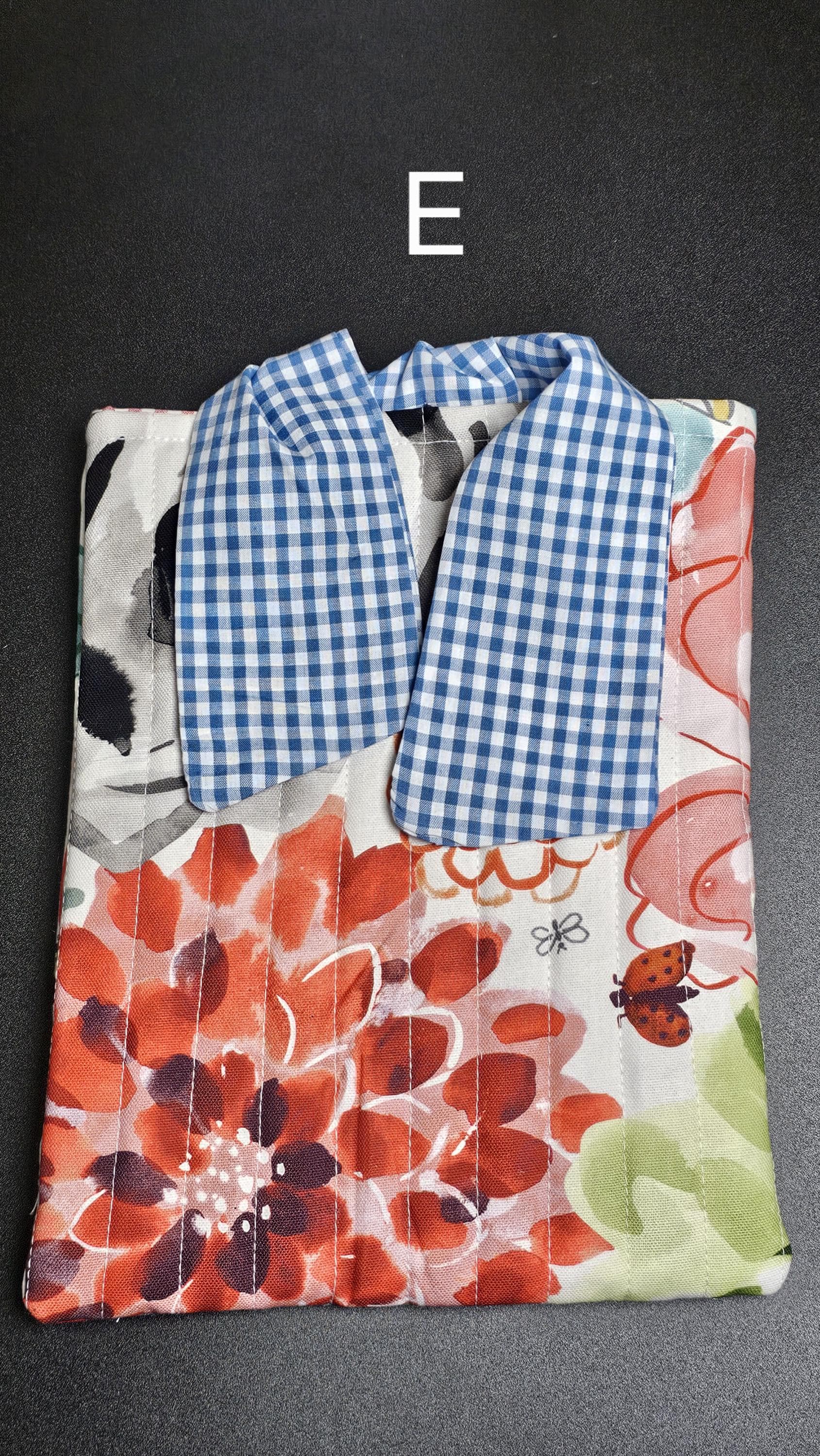 Handmade Cotton Book Sleeve, Floral Padded Book Cover (10" x 7.5")