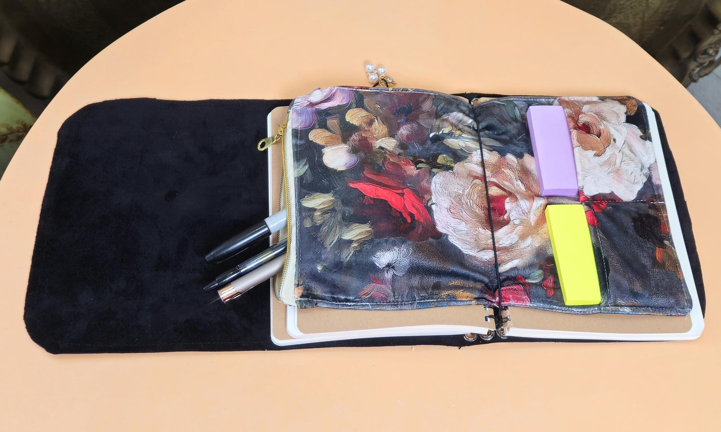 Handmade Leather French Notebook Set with Charms