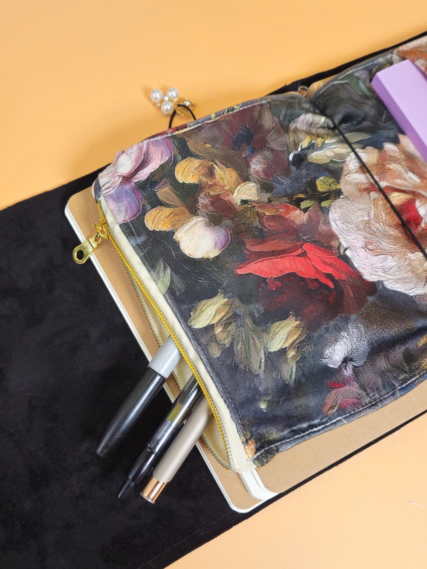 Handmade Leather French Notebook Set with Charms