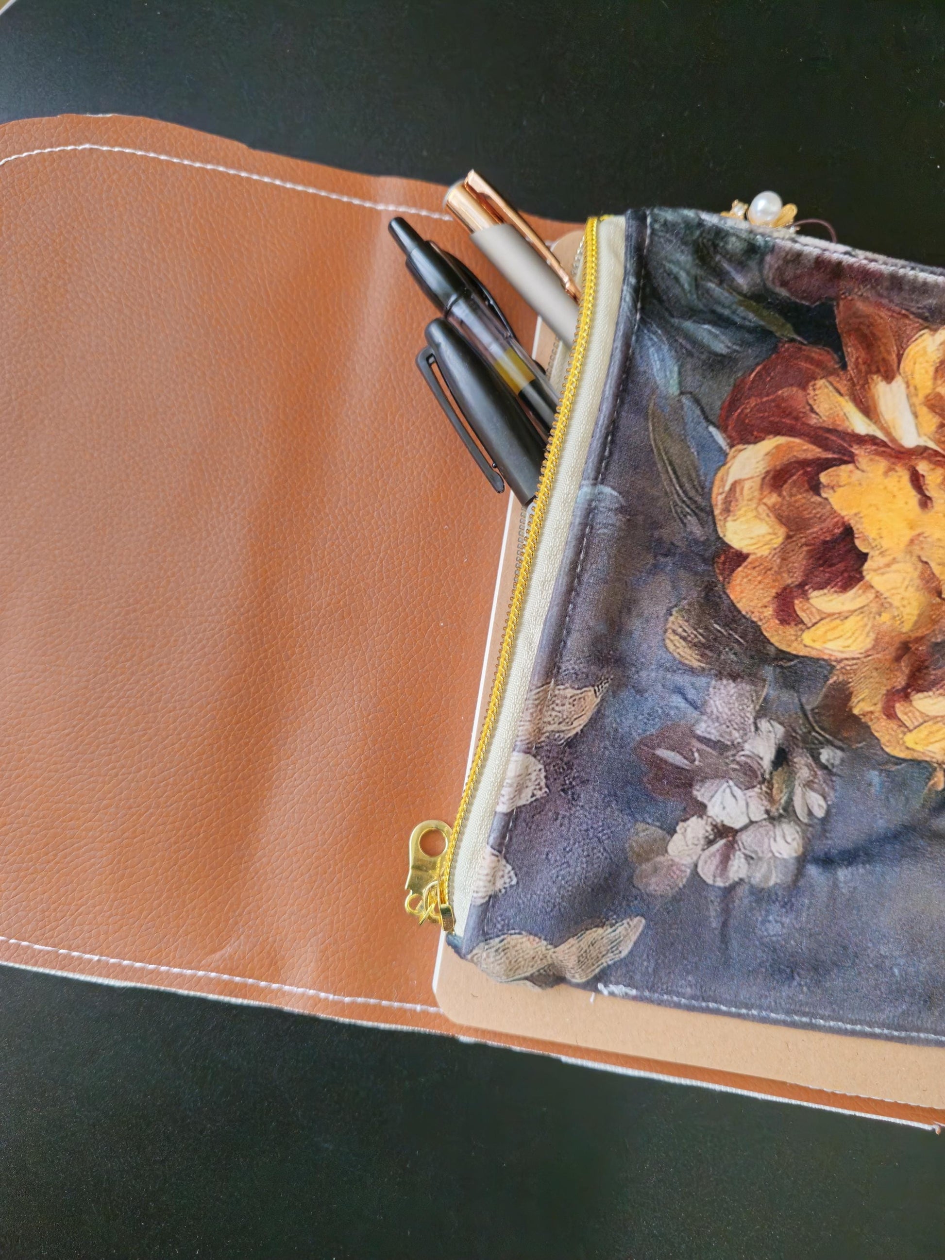 Handmade Cow Print Notebook with Charms, Velvet Packet (8.5" x 6")