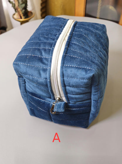 Handmade Velvet Makeup Bag - Large Zipper Pouch