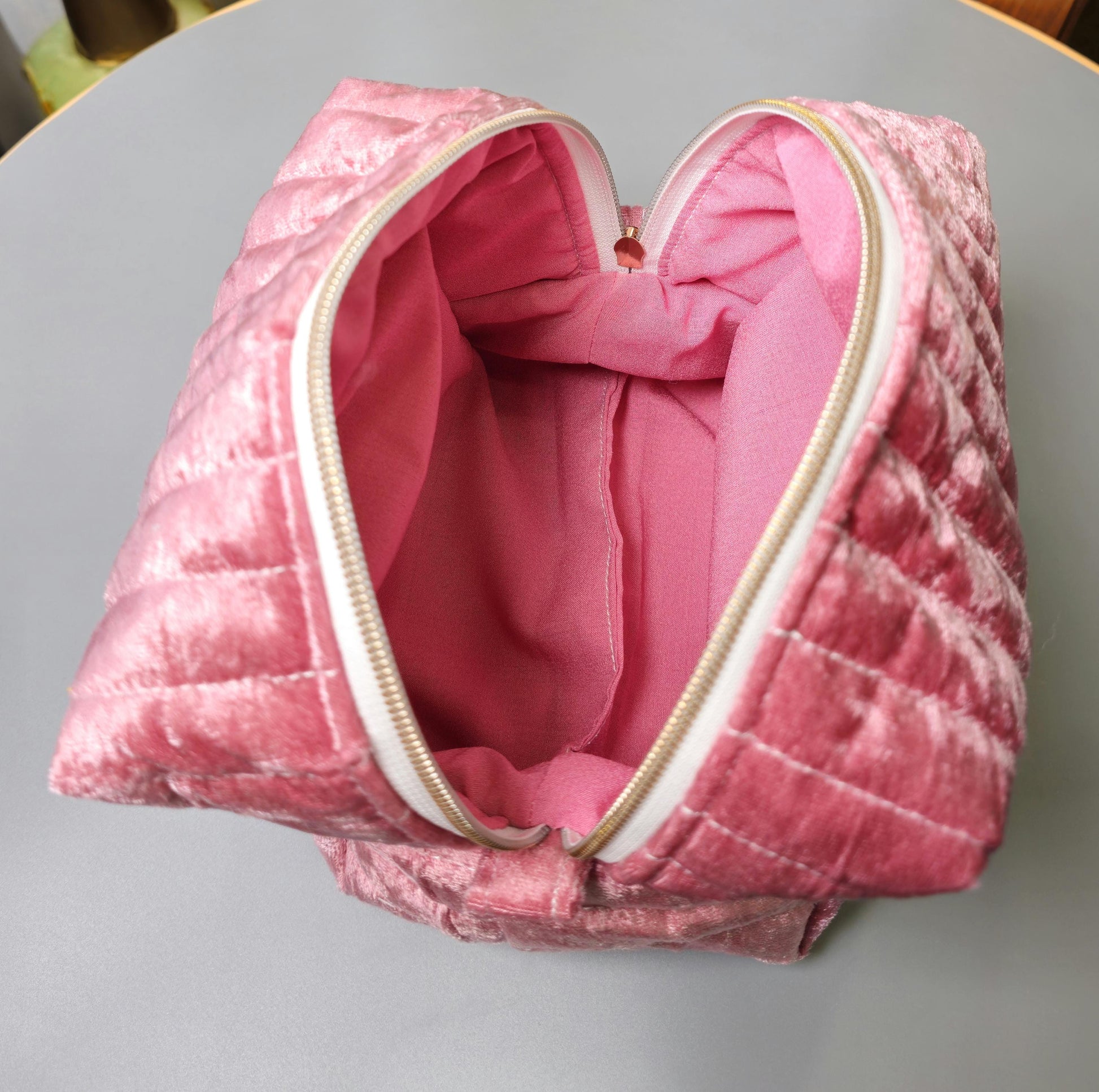 Handmade Velvet Makeup Bag - Large Zipper Pouch