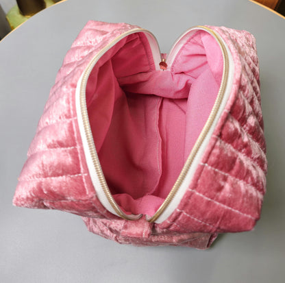 Handmade Velvet Makeup Bag - Large Zipper Pouch