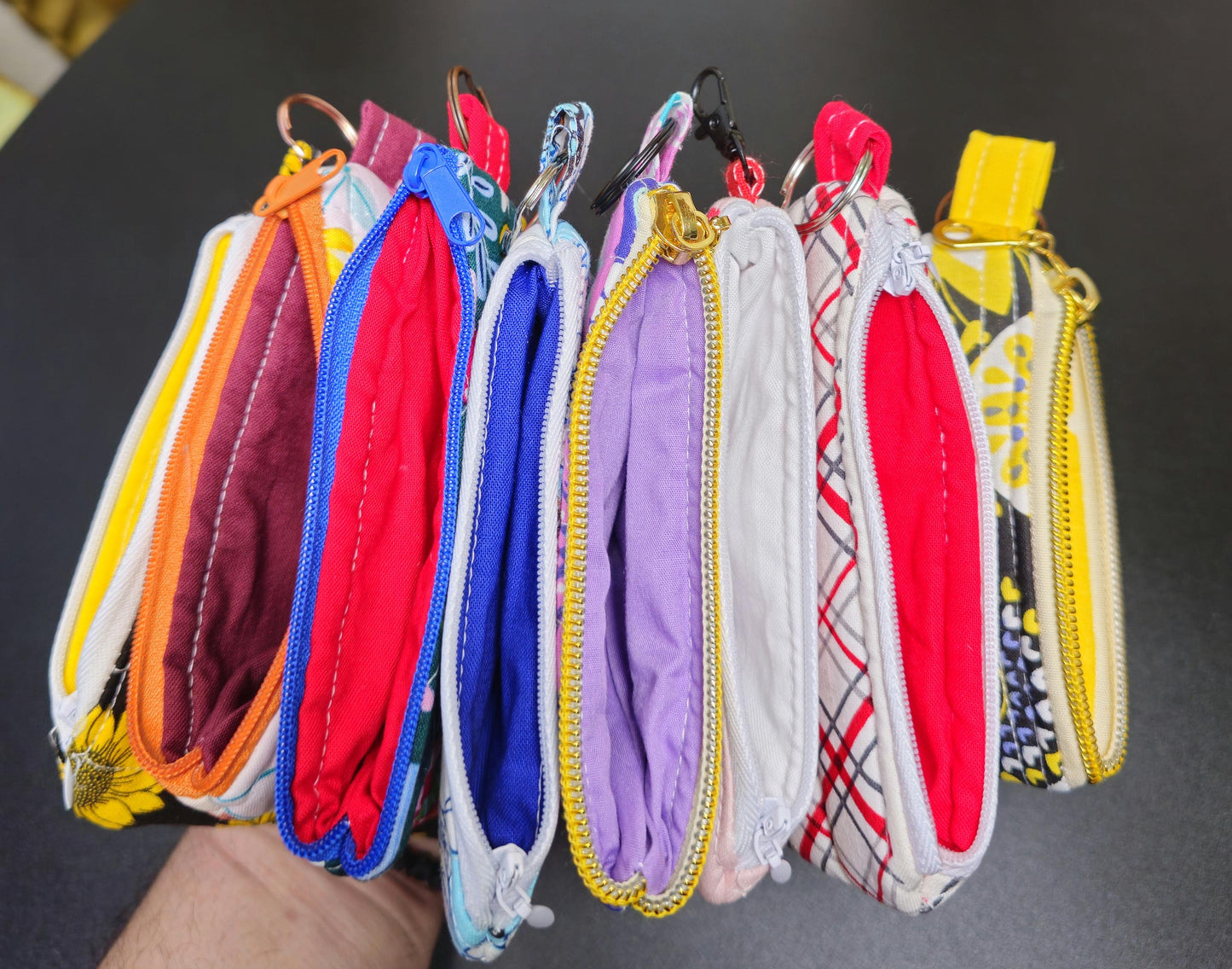 Handmade Quilted Keychain Wallet - Cotton Fabric, Zippered