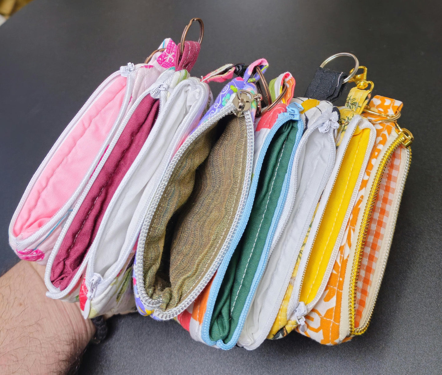 Handmade Quilted Keychain Wallet - Cotton Fabric, Zippered