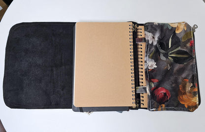 Handmade Cow Print French Notebook with Charms, Velvet Pouch