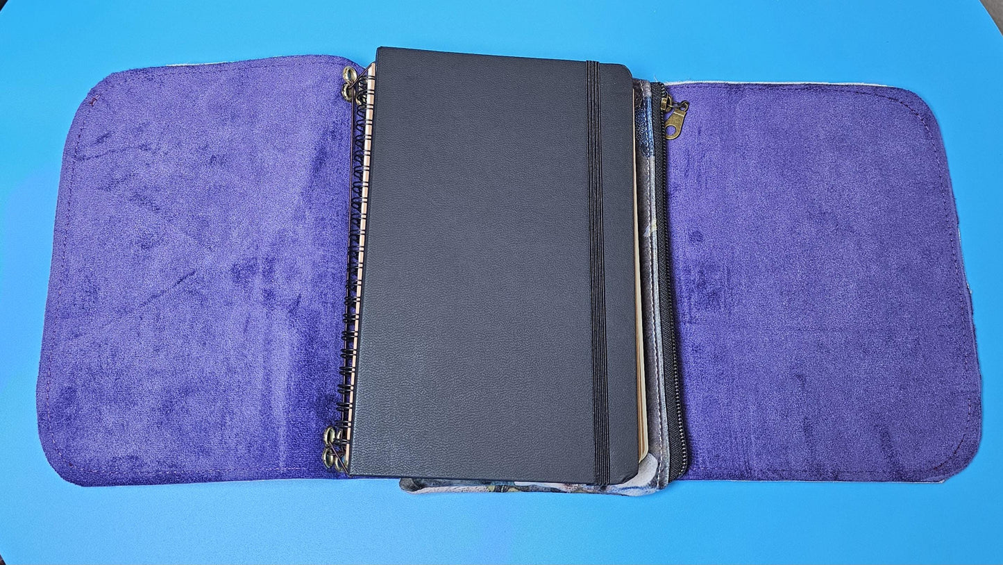 Handmade French Notebook Cow Print with Charms and Velvet Pouch