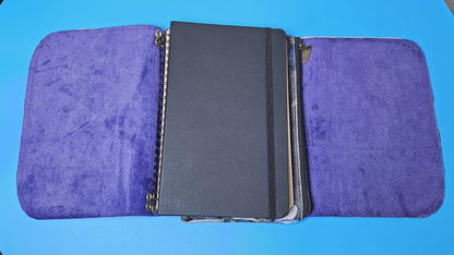 Handmade French Notebook Cow Print with Charms and Velvet Pouch