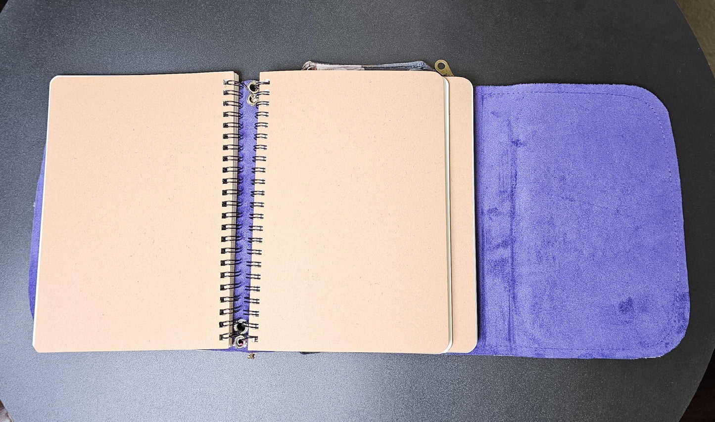Handmade French Notebook with Charms and Velvet Pouch