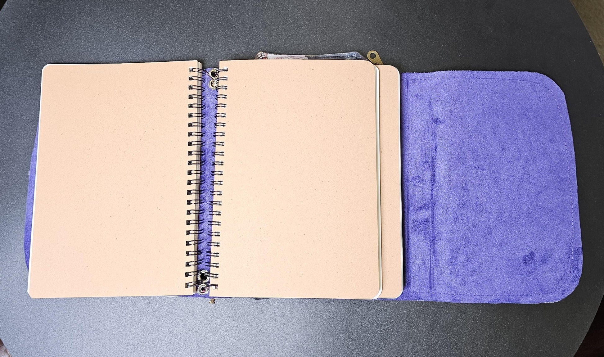 Handmade French Notebook with Charms and Velvet Pouch