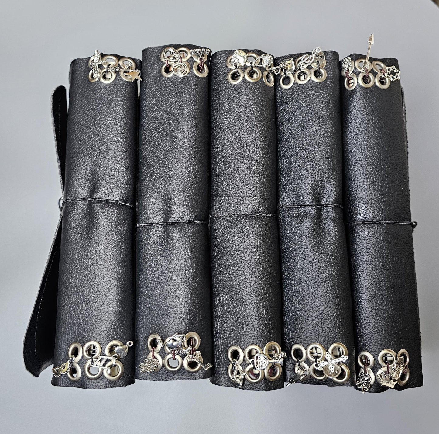 Handmade French Notebook with Charms and Velvet Pouch