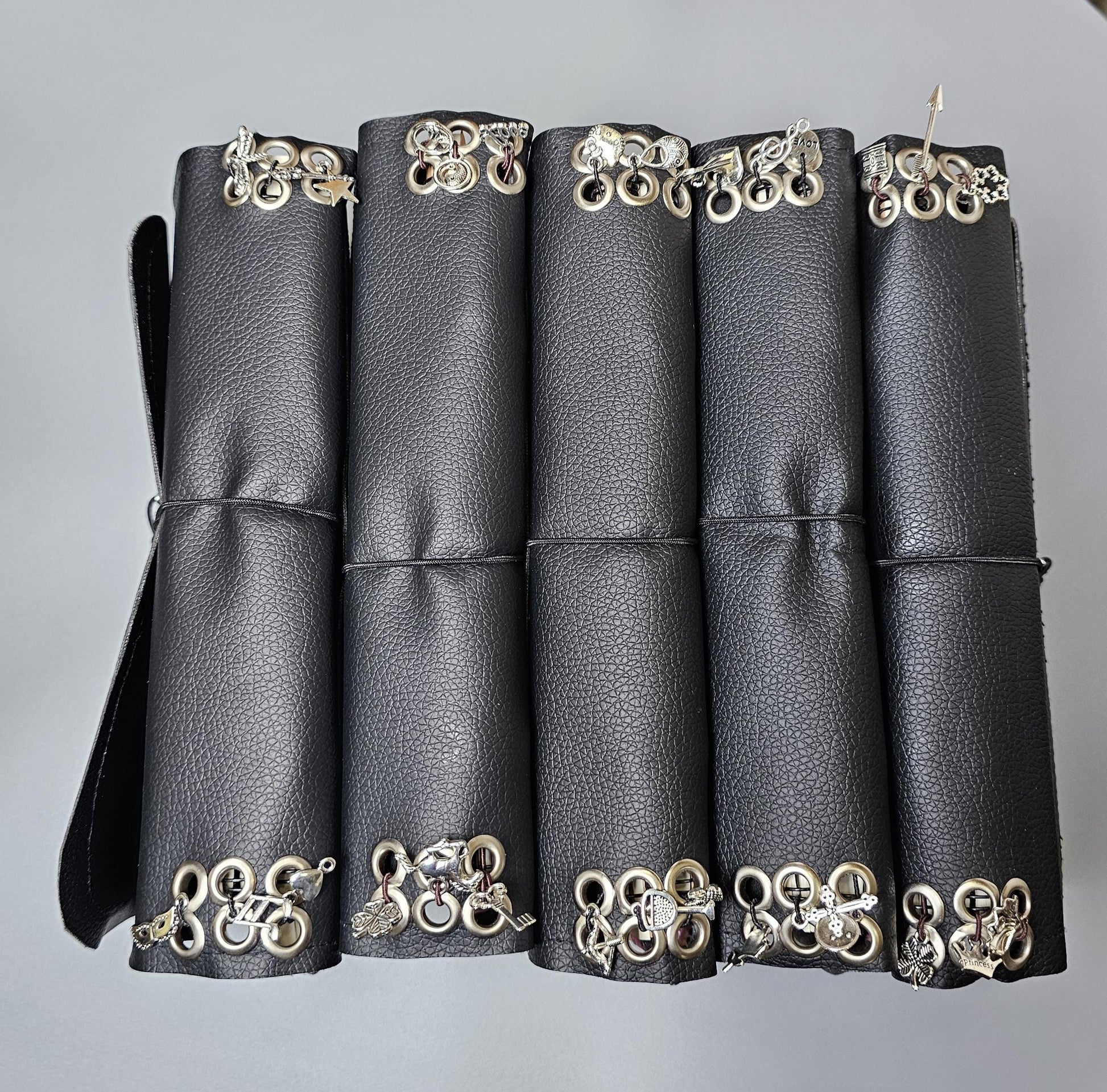 Handmade French Notebook with Charms and Velvet Pouch