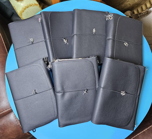 Handmade French Notebook with Charms and Velvet Pouch