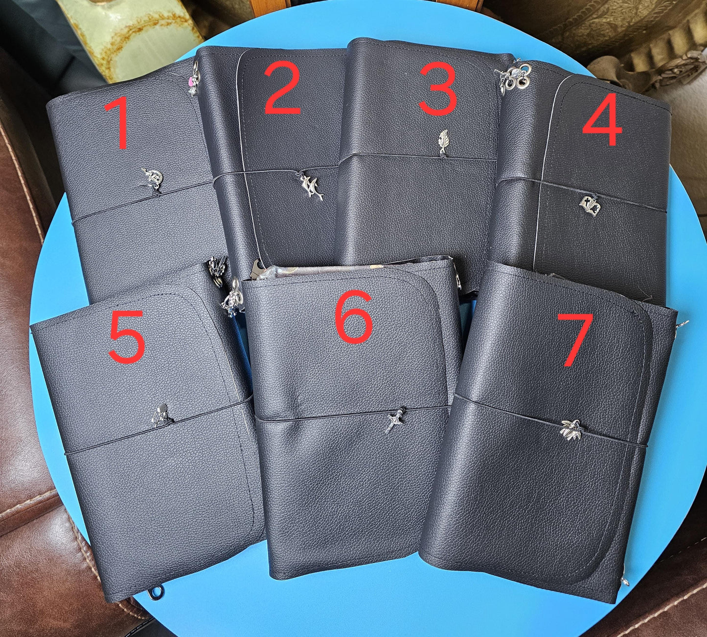 Handmade French Notebook with Charms and Velvet Pouch