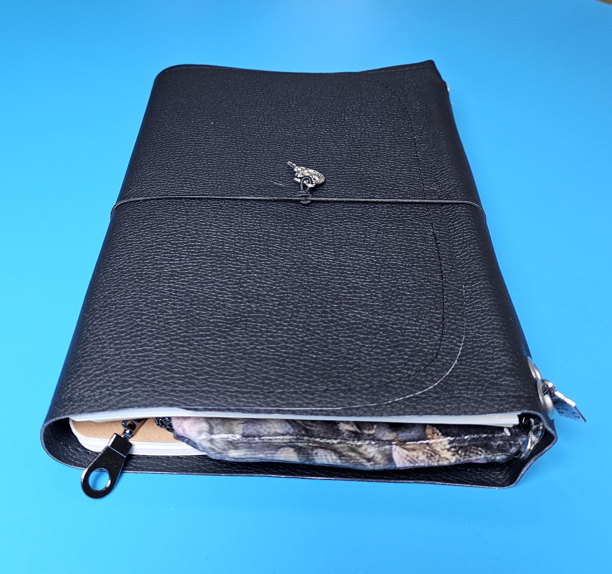 Handmade French Notebook with Charms and Velvet Pouch