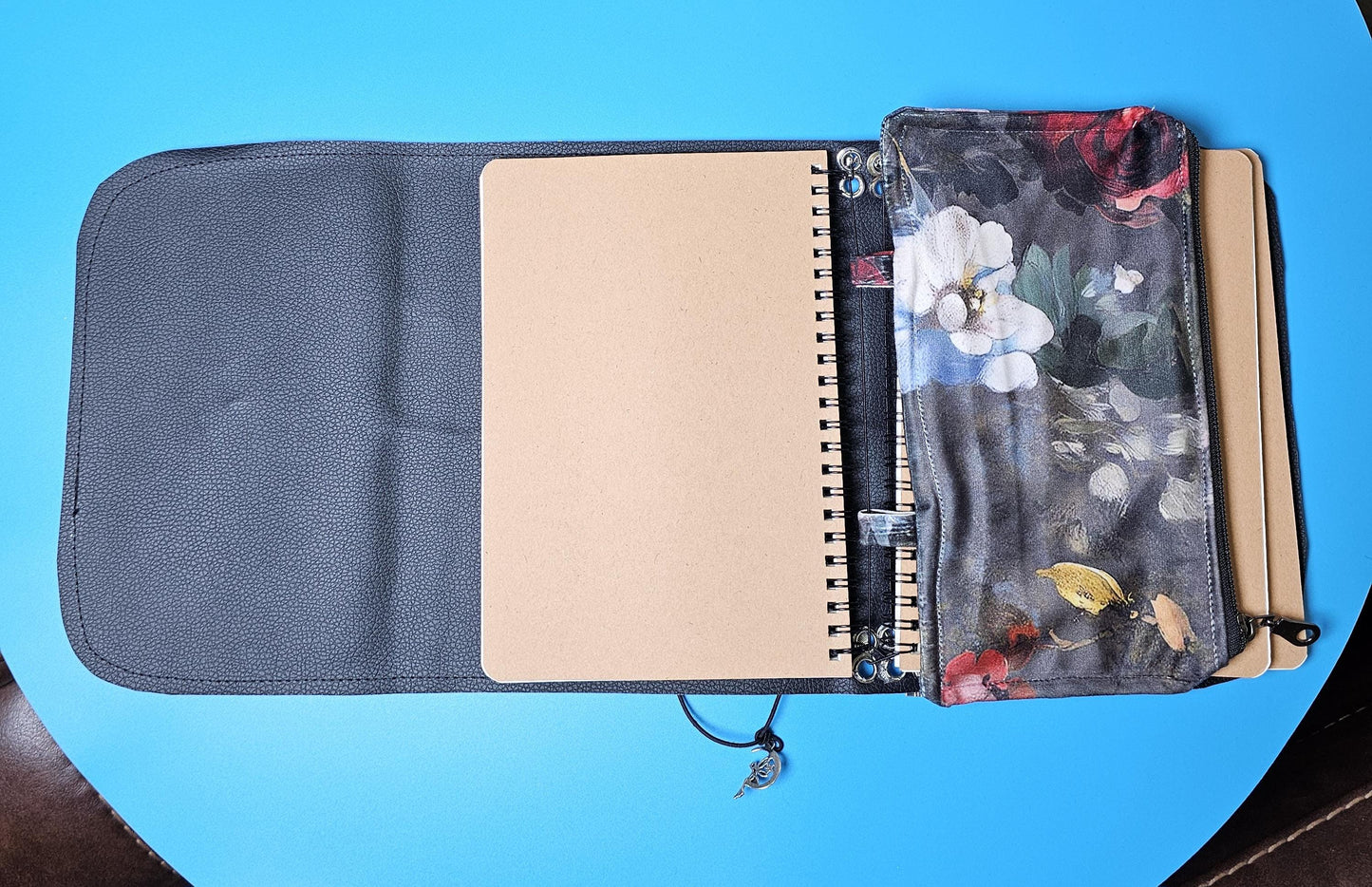 Handmade French Notebook with Charms and Velvet Pouch