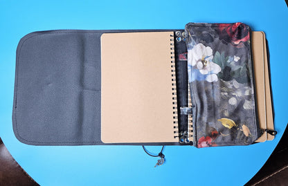 Handmade French Notebook with Charms and Velvet Pouch