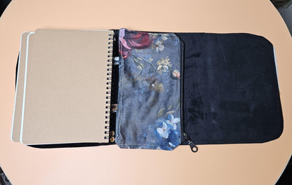 Handmade French Notebook Cow Print with Charms and Velvet Pouch