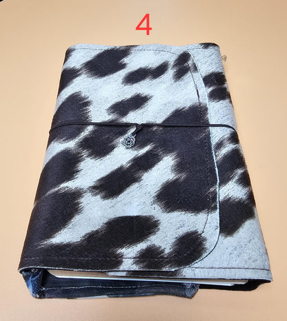Handmade French Notebook Cow Print with Charms and Velvet Pouch