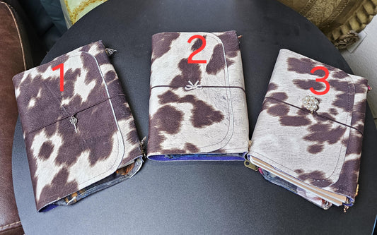 Handmade French Notebook with Charms and Velvet Pouch