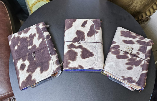 Handmade French Notebook with Charms and Velvet Pouch