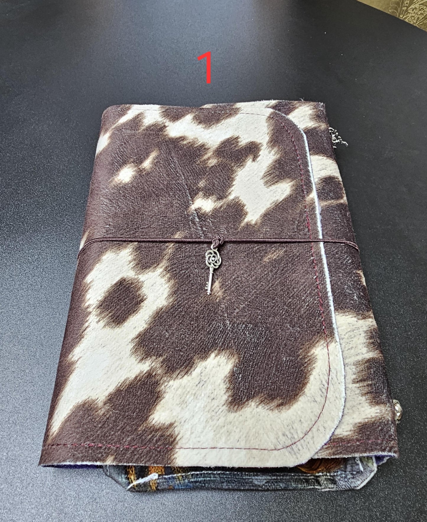 Handmade French Notebook with Charms and Velvet Pouch