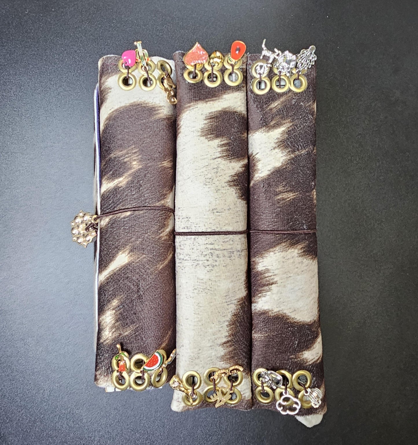 Handmade French Notebook with Charms and Velvet Pouch